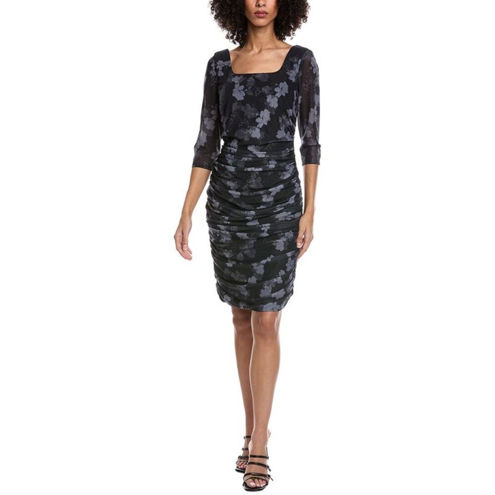 Rene Ruiz Womens  Printed Cocktail Dress, Grey